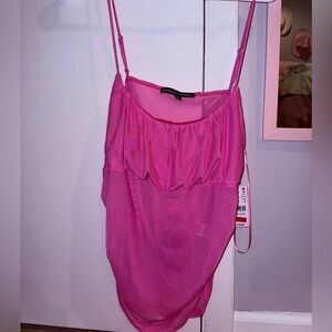 NWT Third Charm (Pacsun) Pink Mesh Tank Top size L